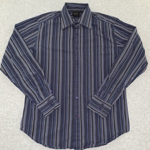 Guess by Marciano Shirt Mens L Blue Striped Long Sleeve Button Up Dress Casual - Picture 1 of 16